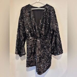 By Together Black Sequin Mini Dress, festive, masquerade, flapper